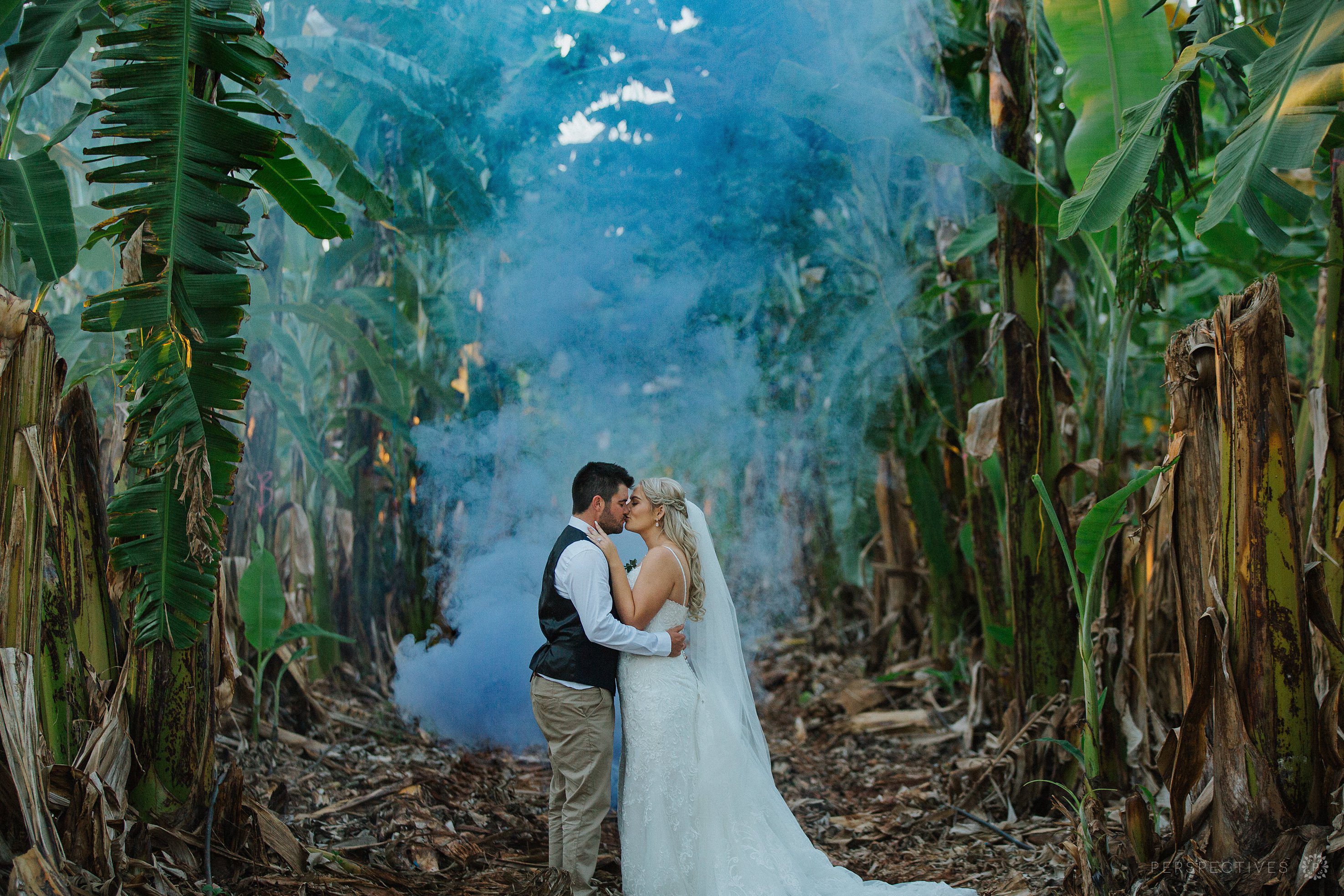 Smoke bomb wedding photos Cairns