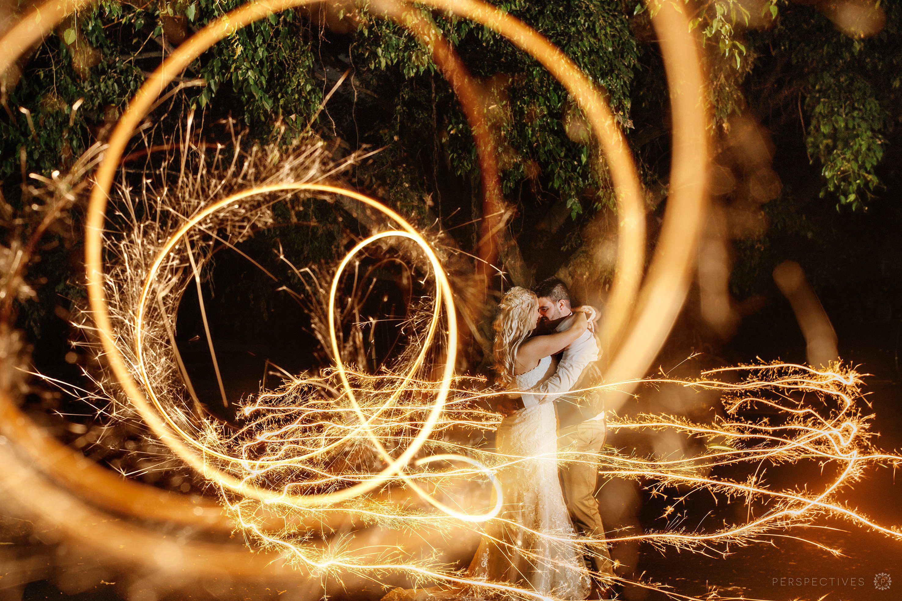Sparkler wedding photos Tablelands