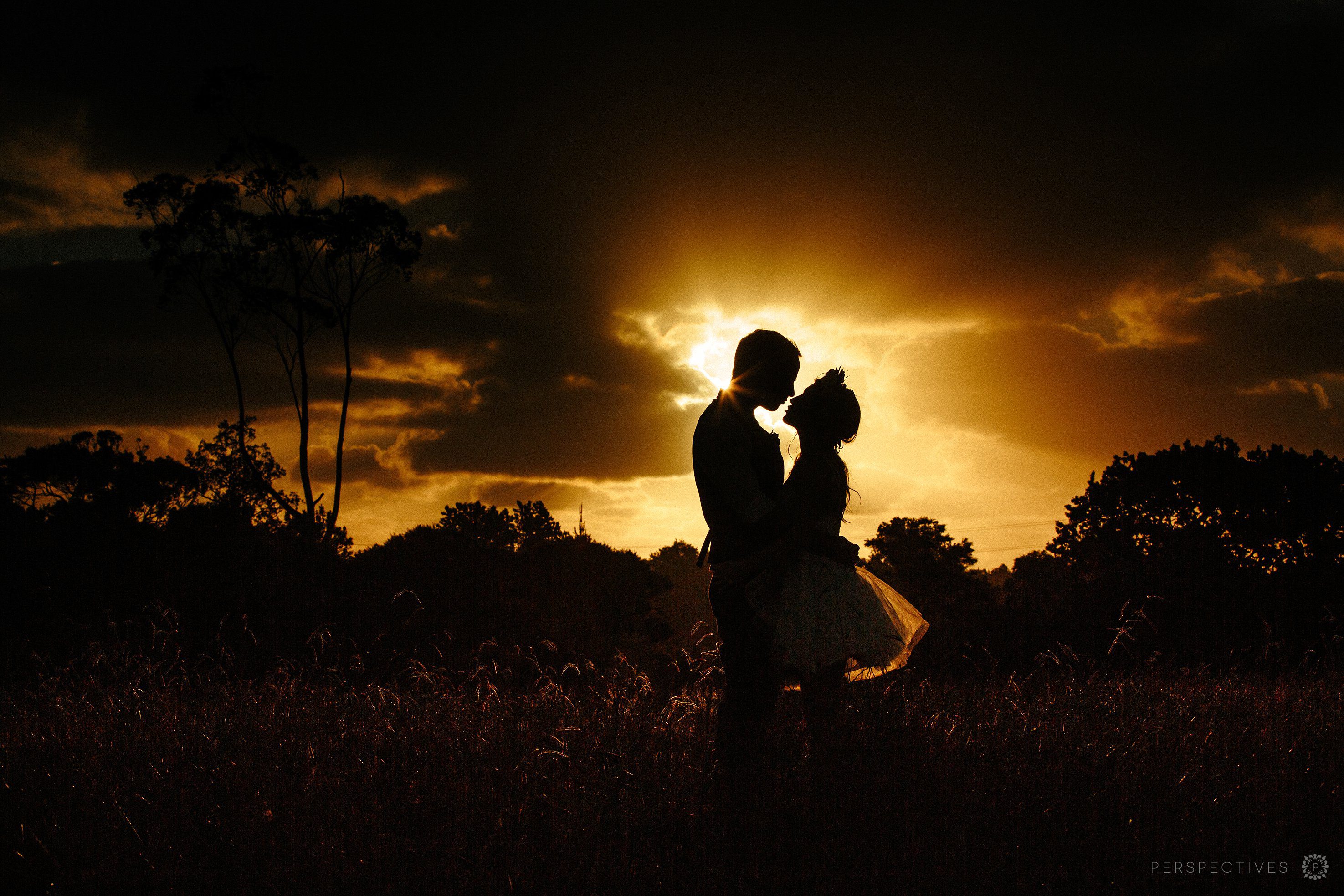 silhouette photo of bride and groom Cairns wedding