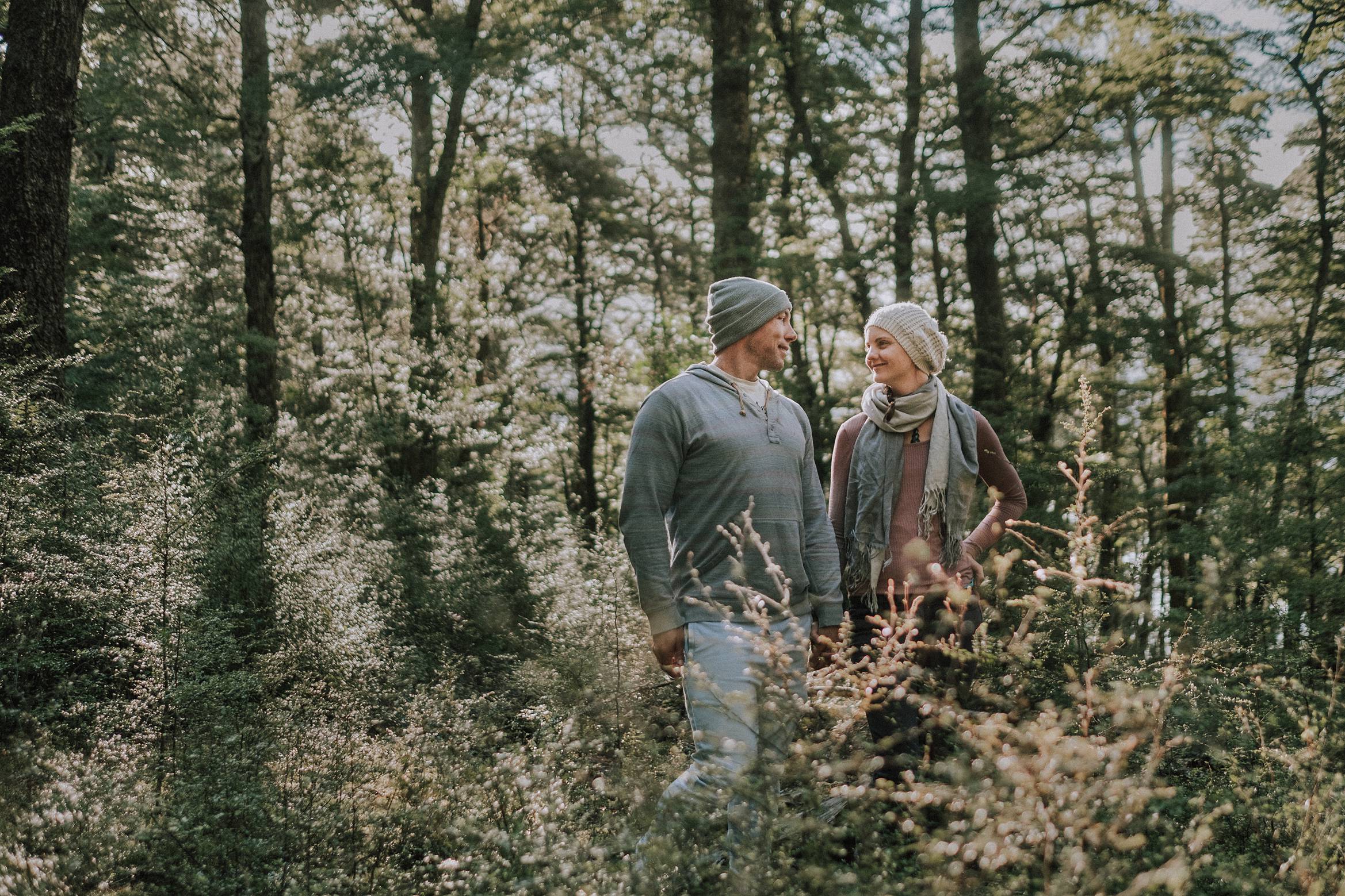Manapouri forest engagement photos selfie