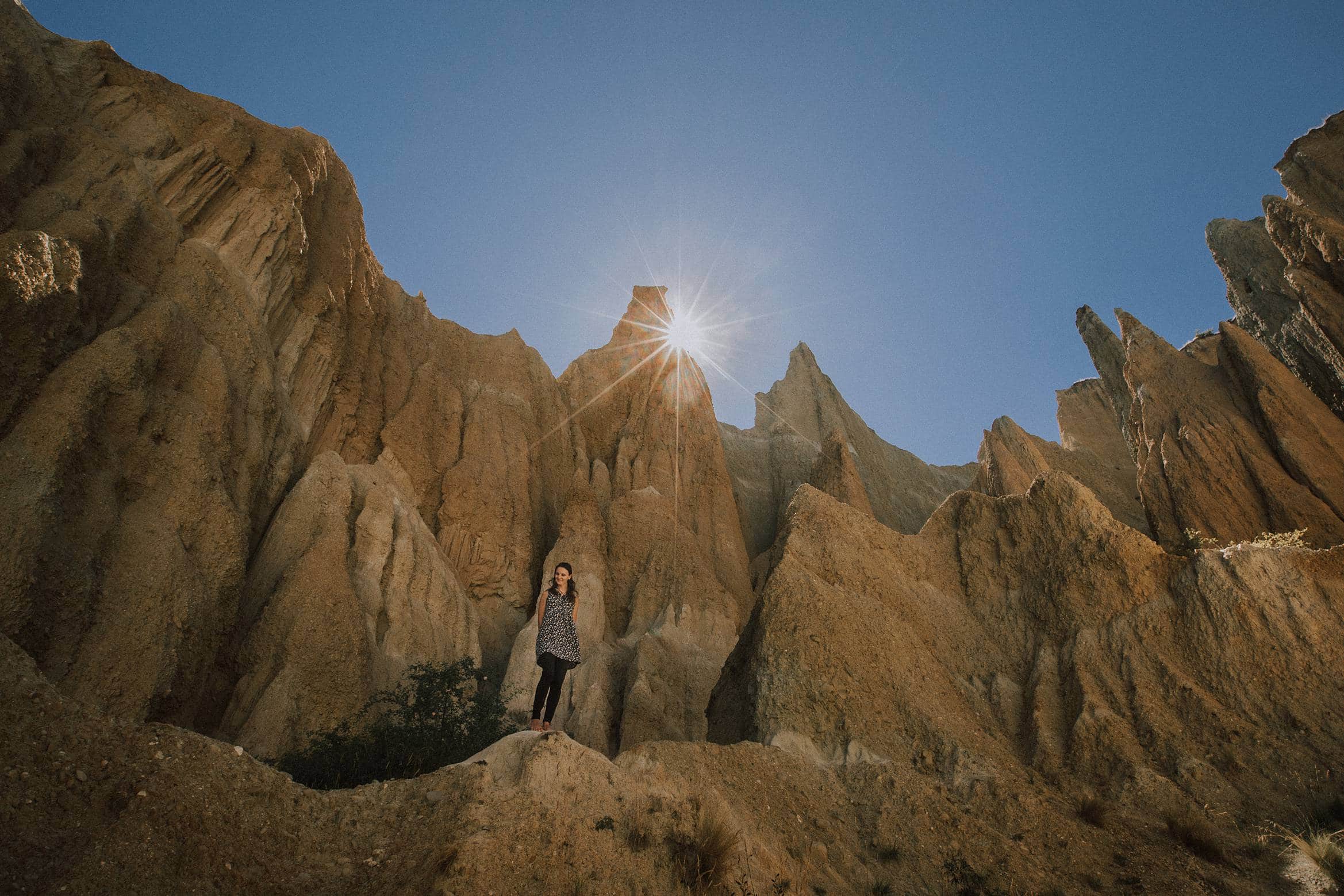 Clay Cliffs Omarama sunflare