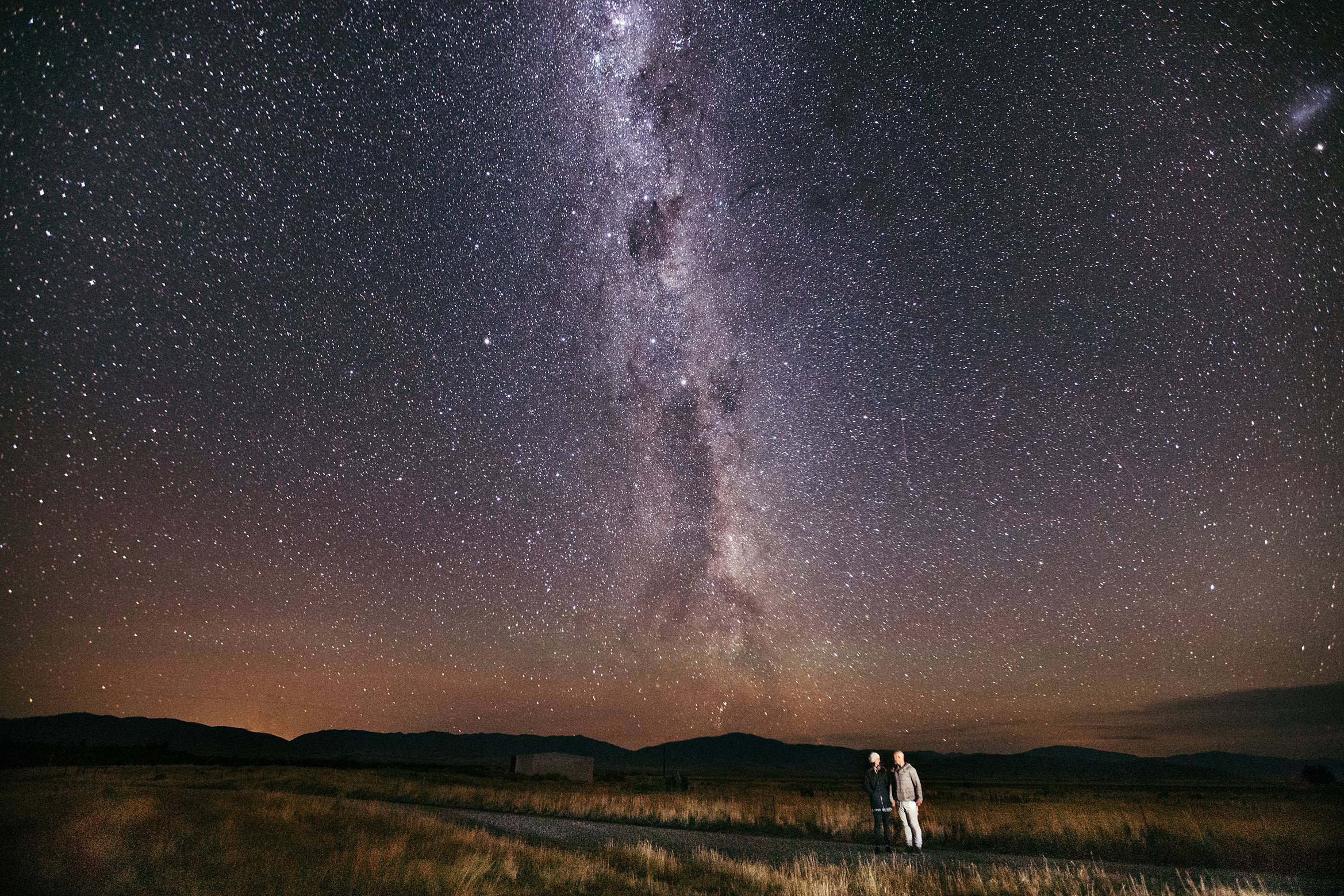 Milky way over Lake Tekapo self portrait