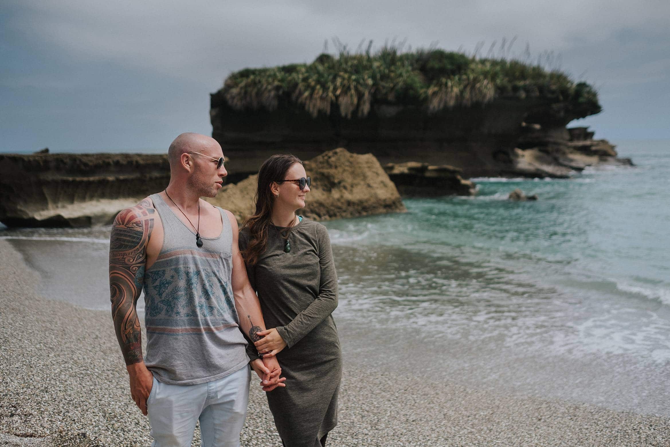 Punakaiki beach selfie engagement photo
