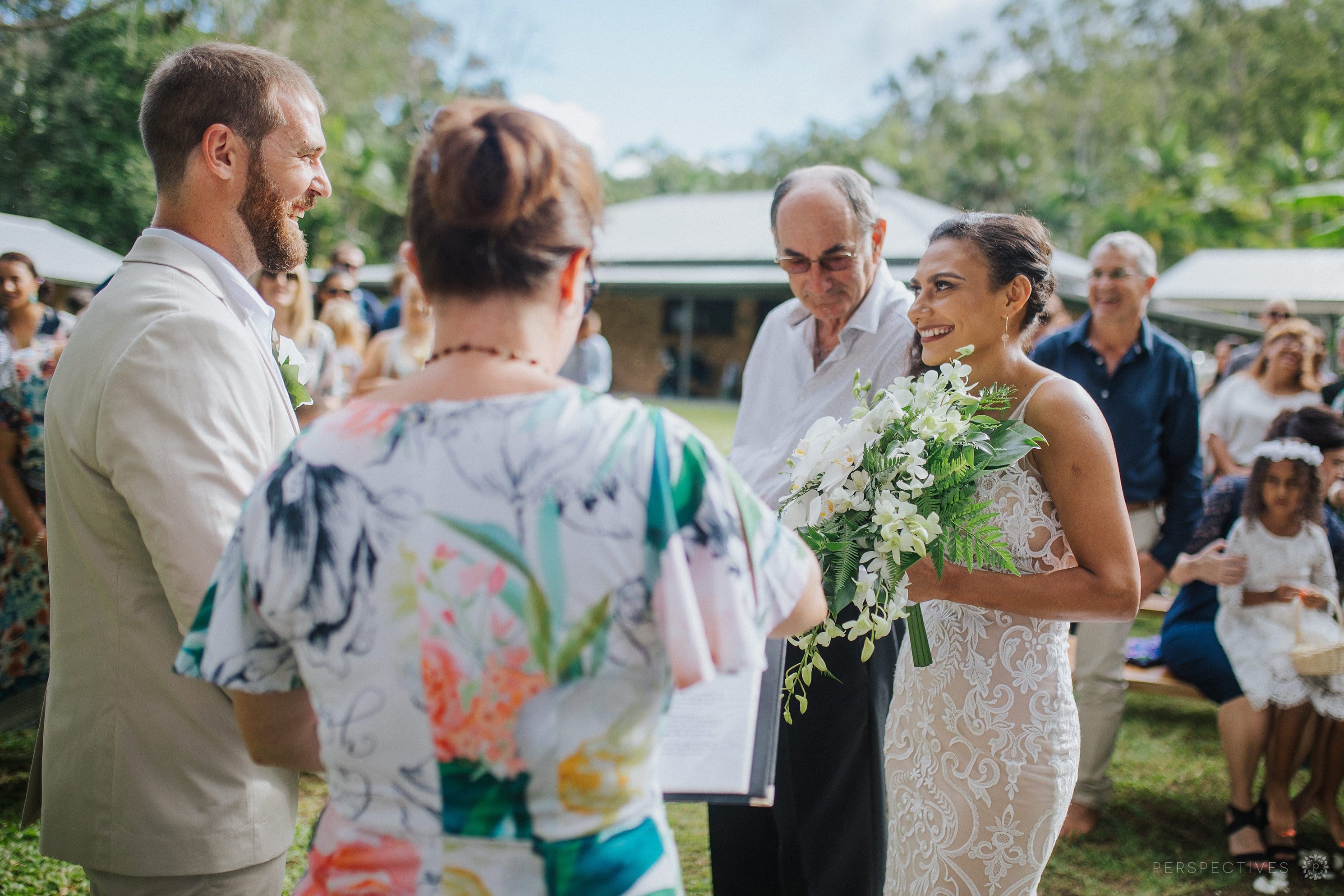 Cairns backyard wedding photos - bride with father