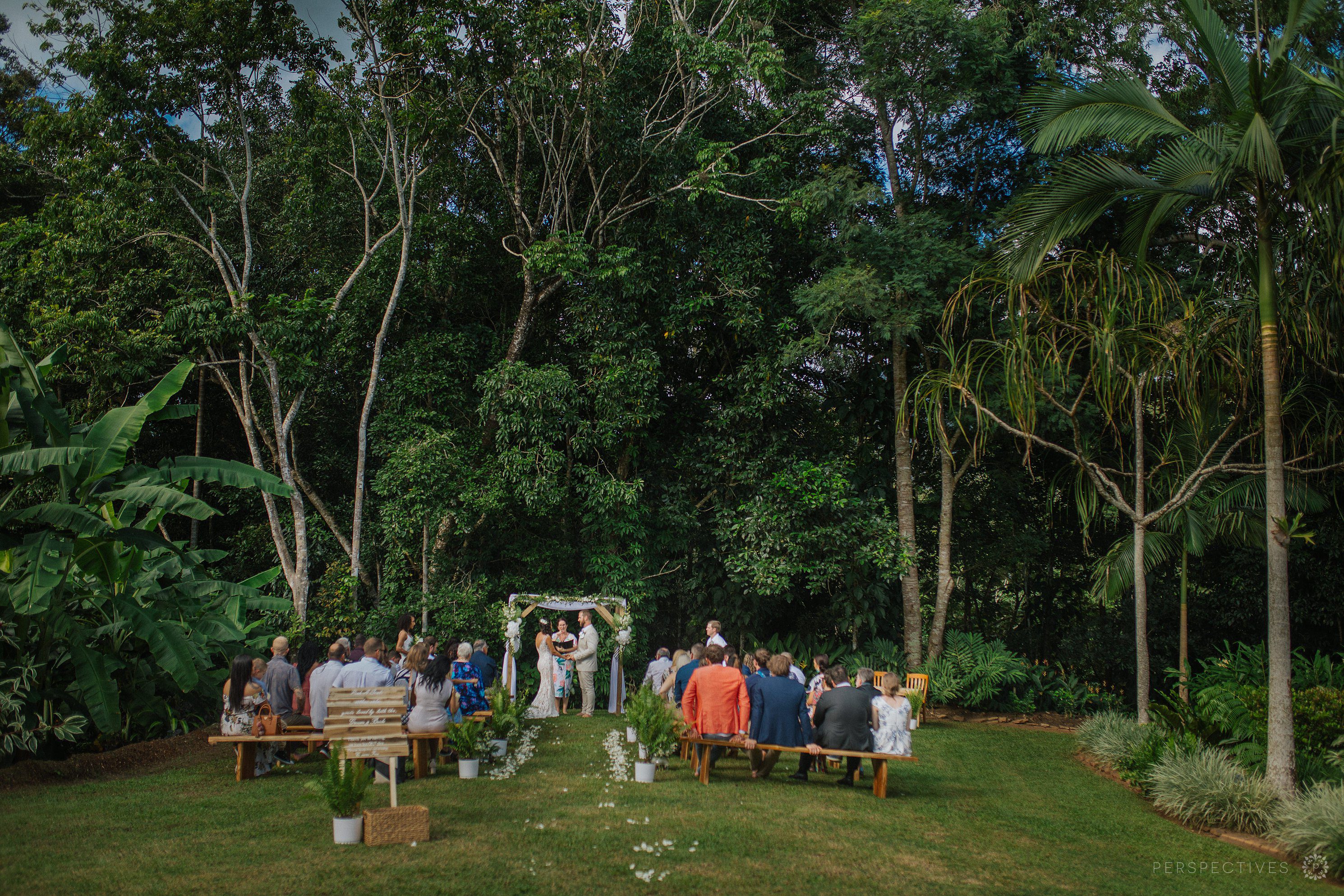 Cairns backyard wedding ceremony setup