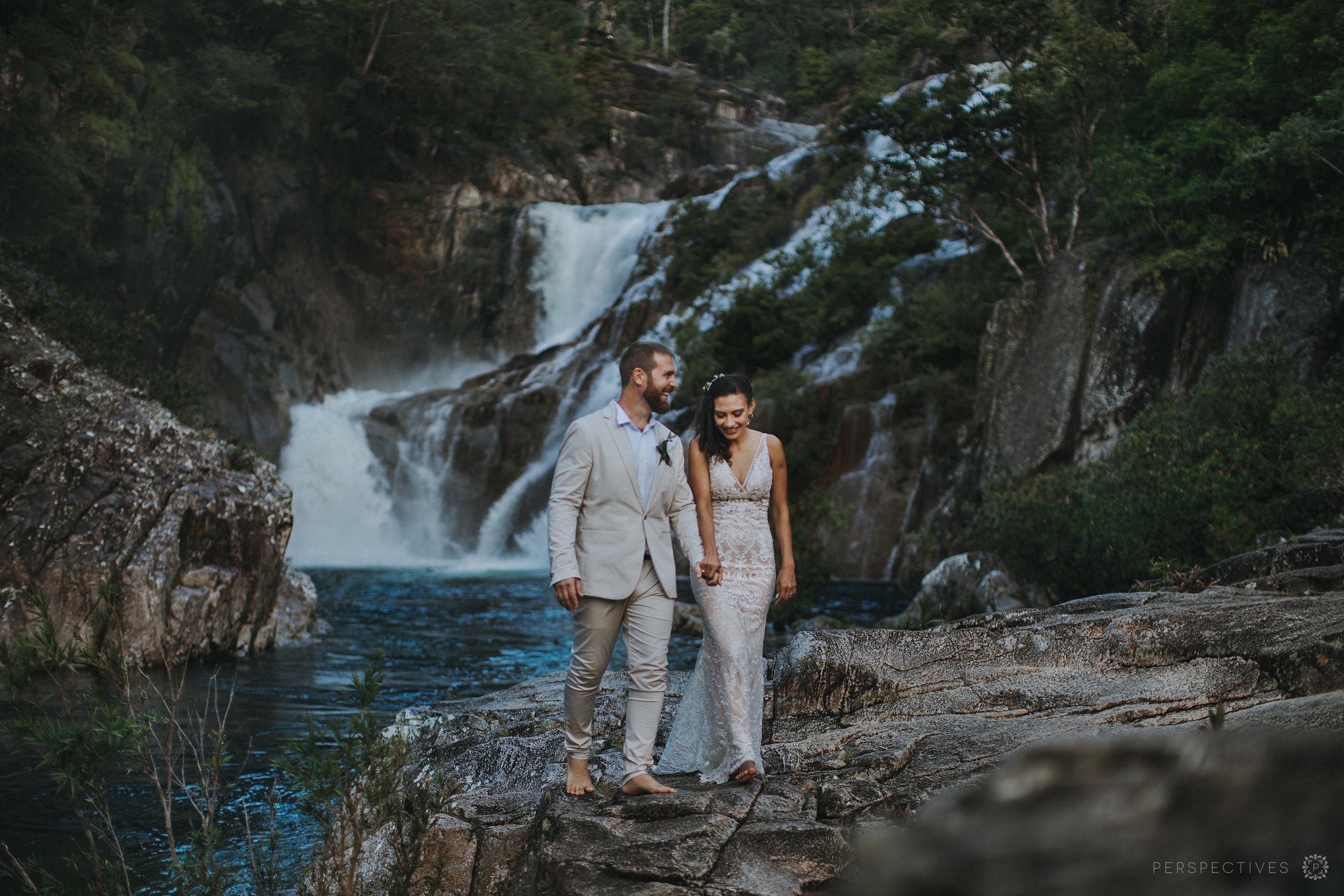 Photos at behana gorge for wedding at waterfall