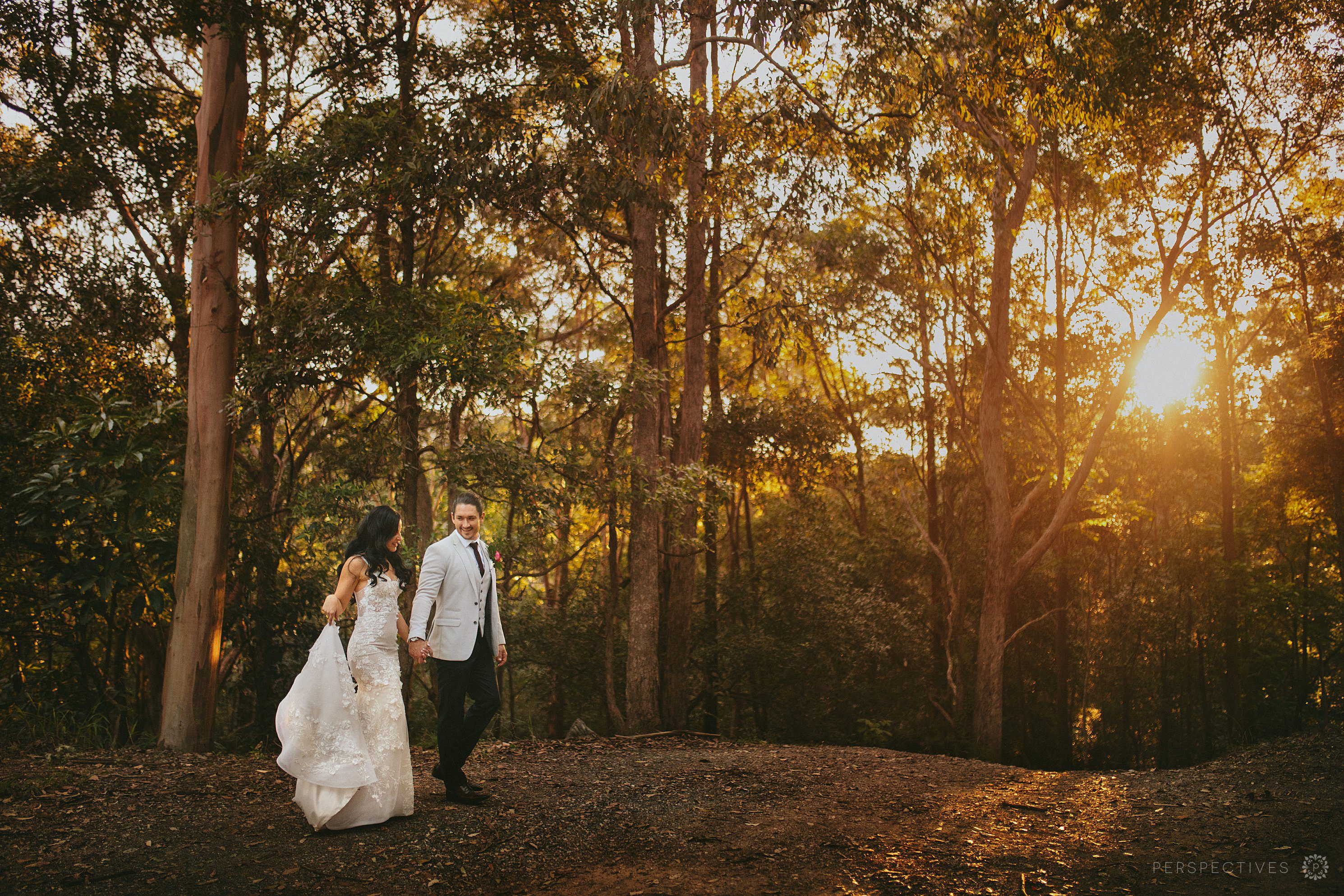 Golden light wedding photos Montville hinterlands Sunshine Coast