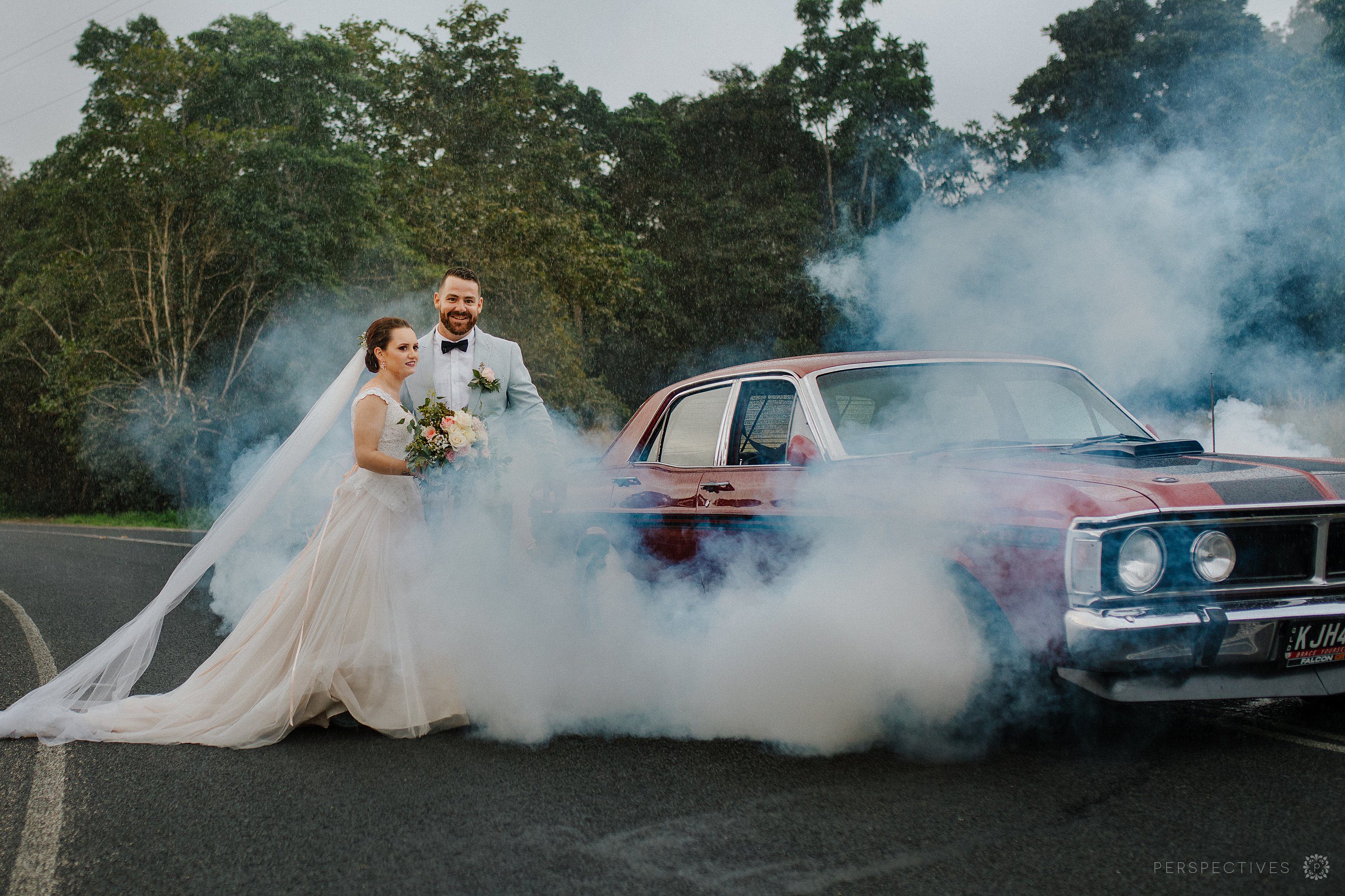 Wedding cars burnout photos Cairns