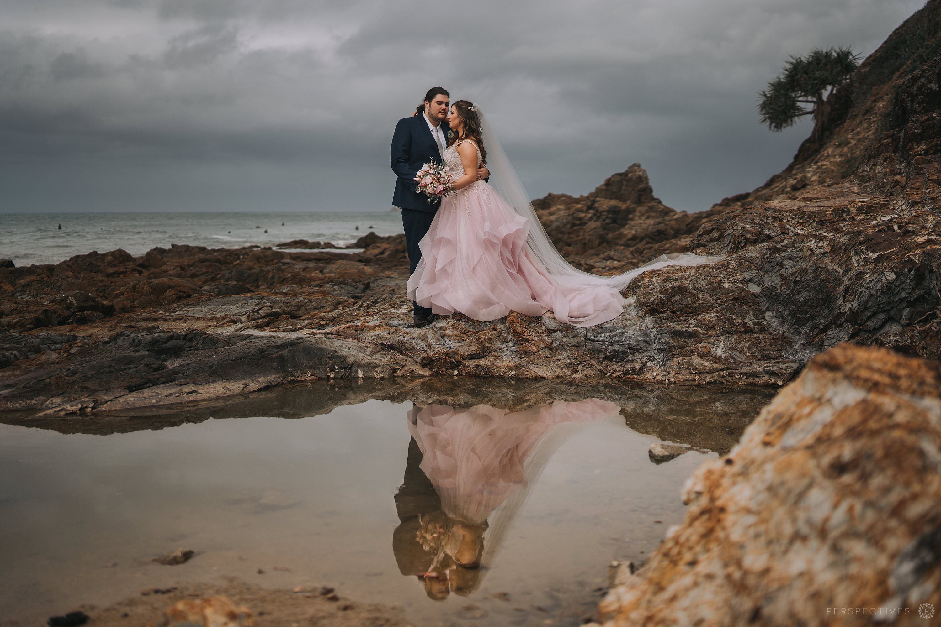 Emerald beach wedding photography locations rocks