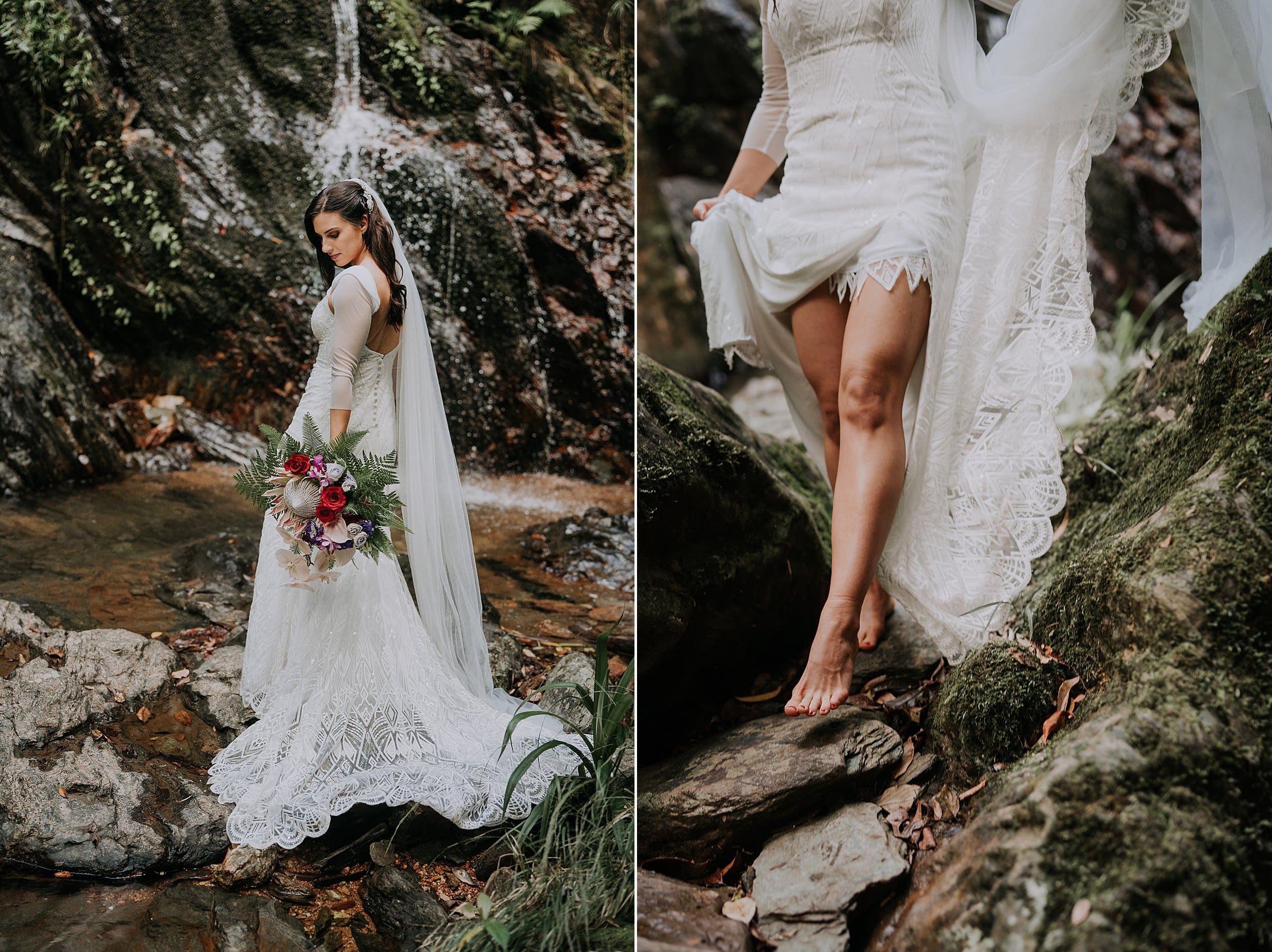 Bride at waterfall Daintree Ecolodge wedding