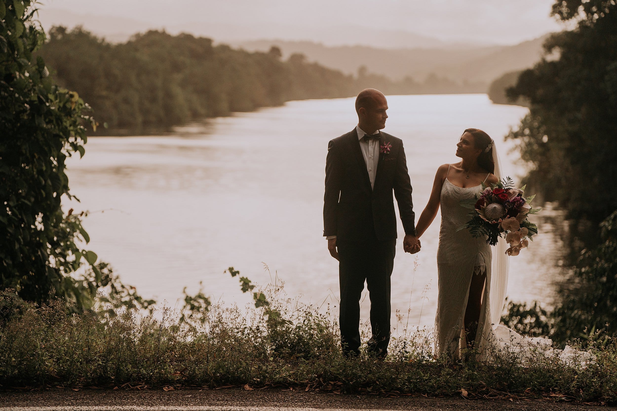 Wedding photo in front of Daintree River