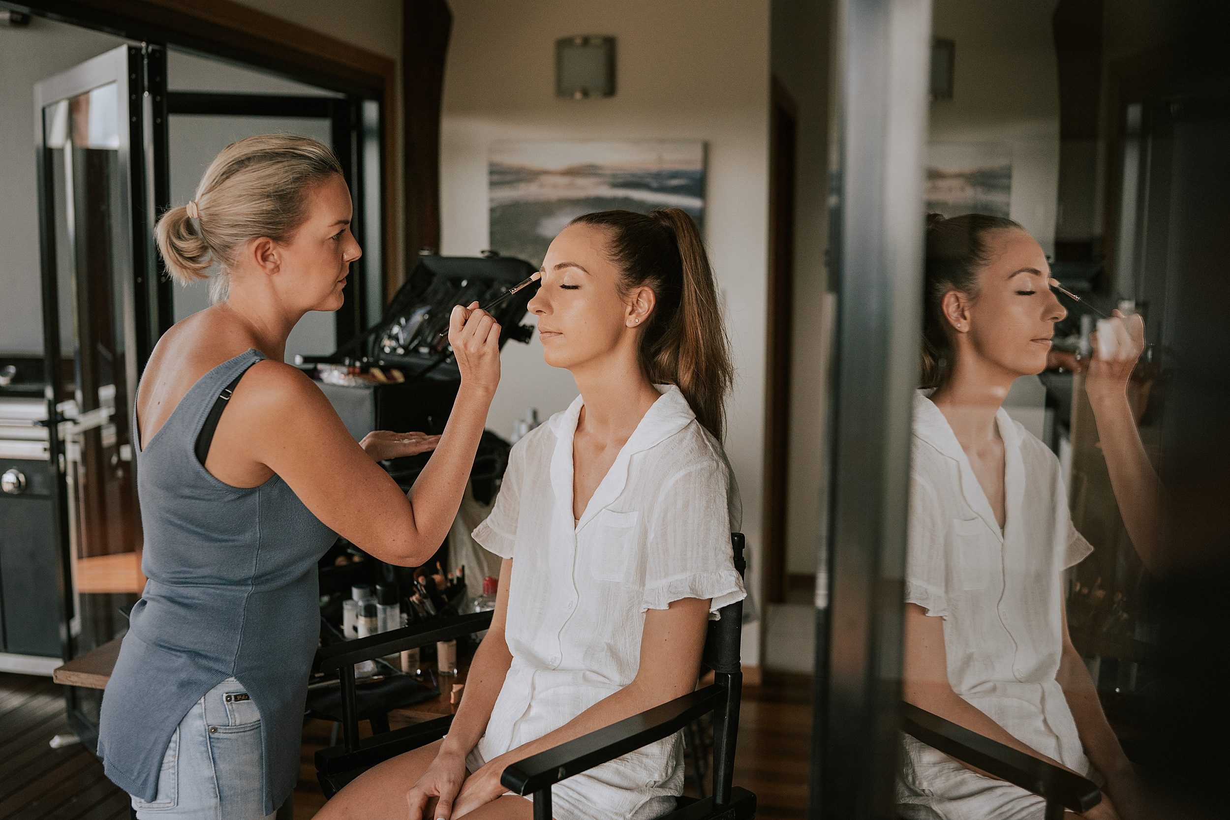 Bridal makeup on wedding day at Mount Quincan Retreat
