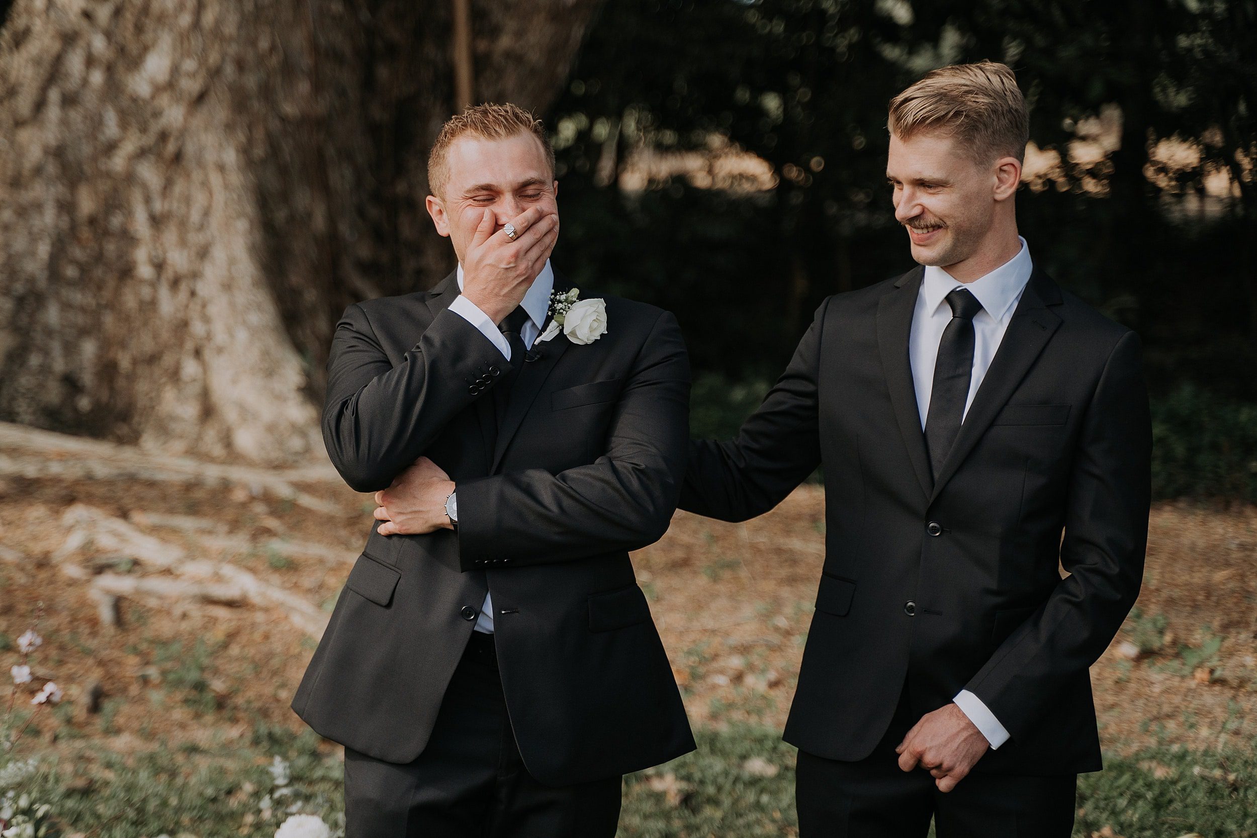 Groom reaction to bride approaching