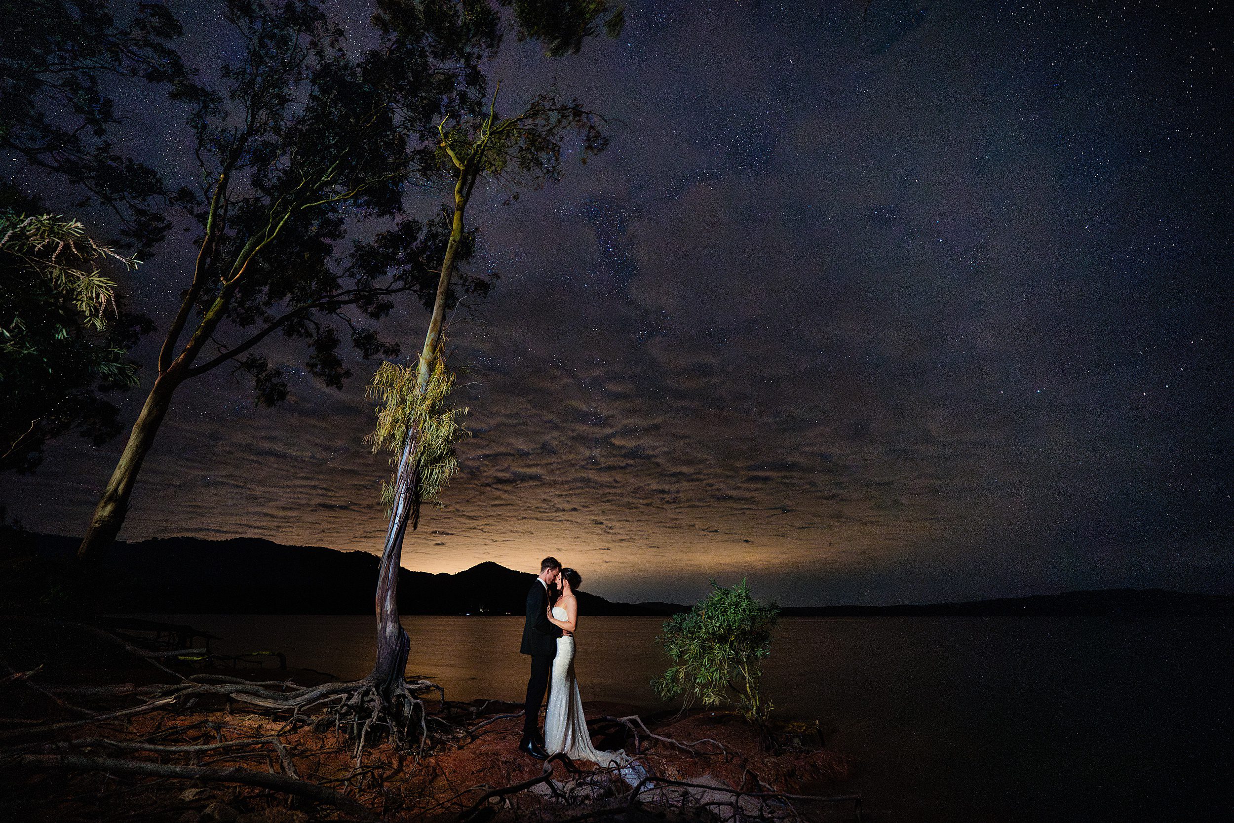 Tinaroo Lake resort night photography wedding
