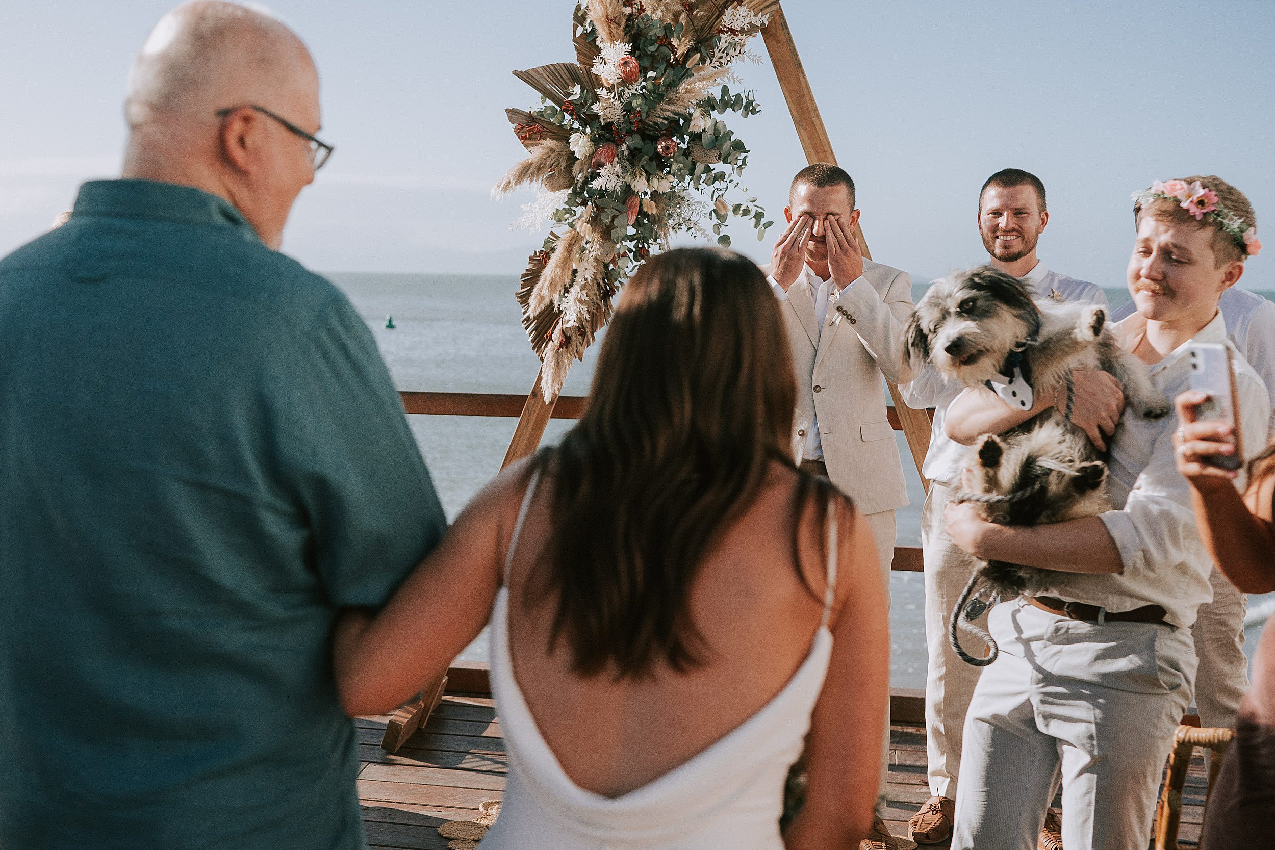 wedding ceremony setup on deck at Sugar Wharf Port Douglas