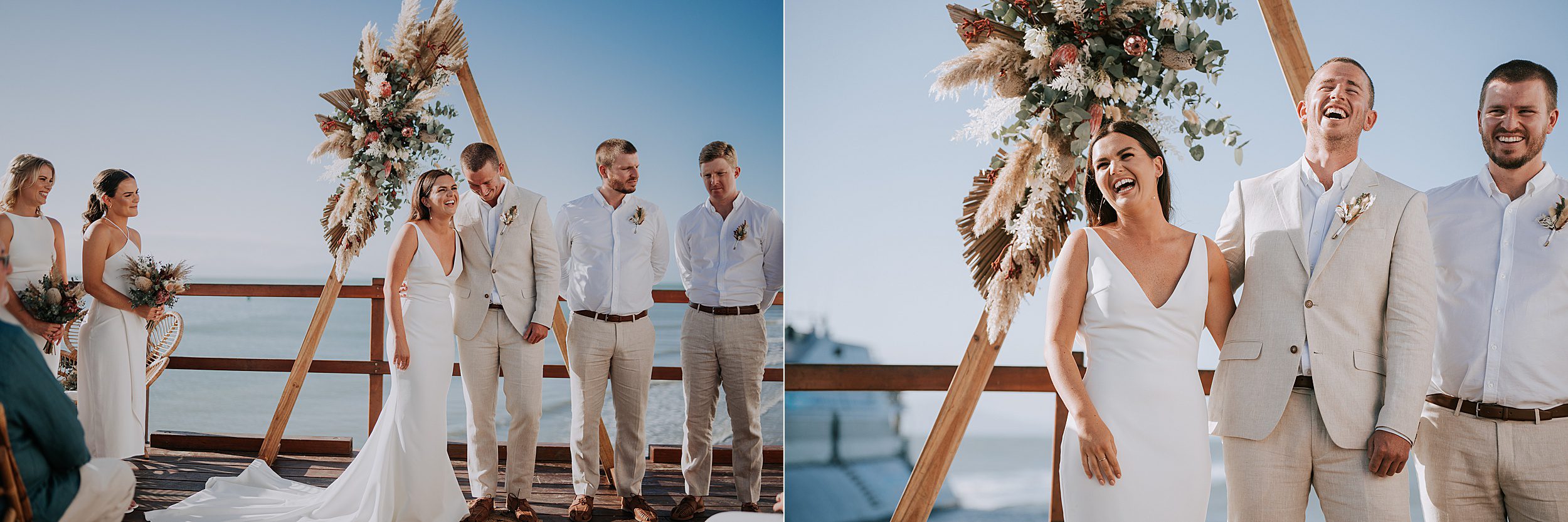 wedding ceremony setup on deck at Sugar Wharf Port Douglas