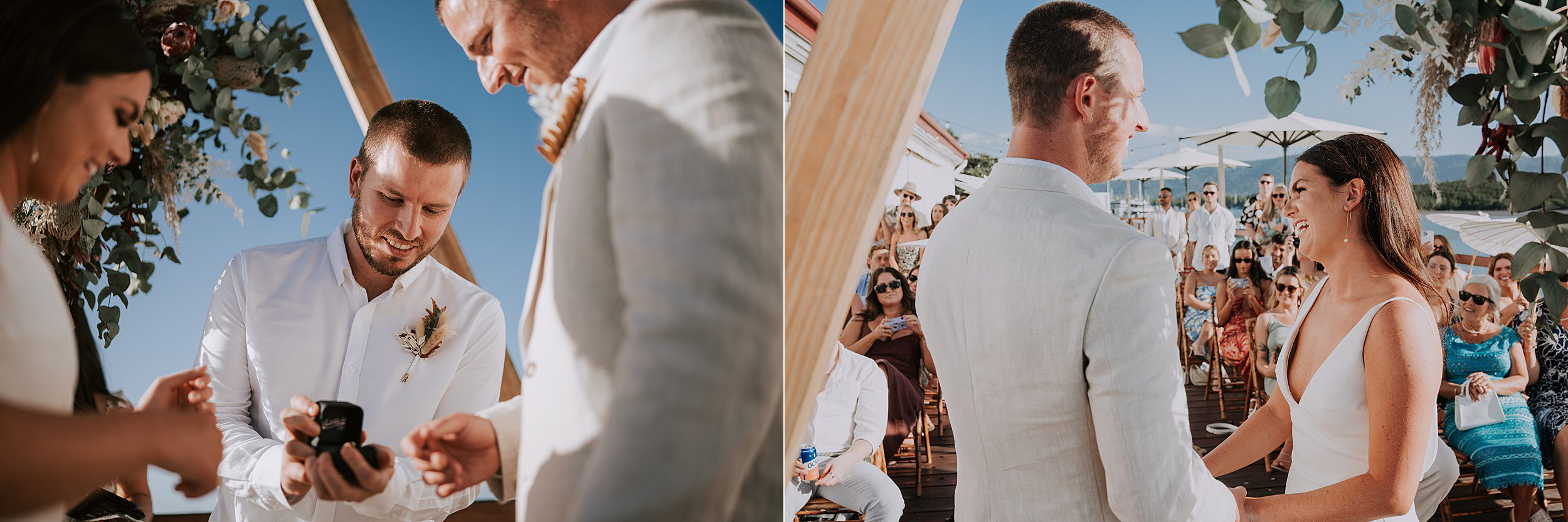 wedding ceremony setup on deck at Sugar Wharf Port Douglas